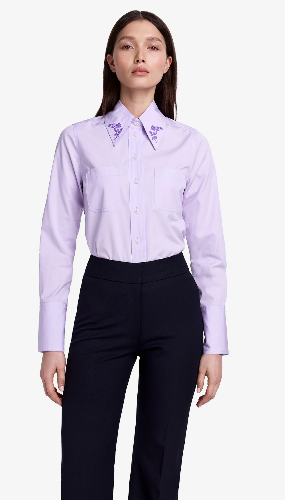 Embroidered Point Collar Shirt