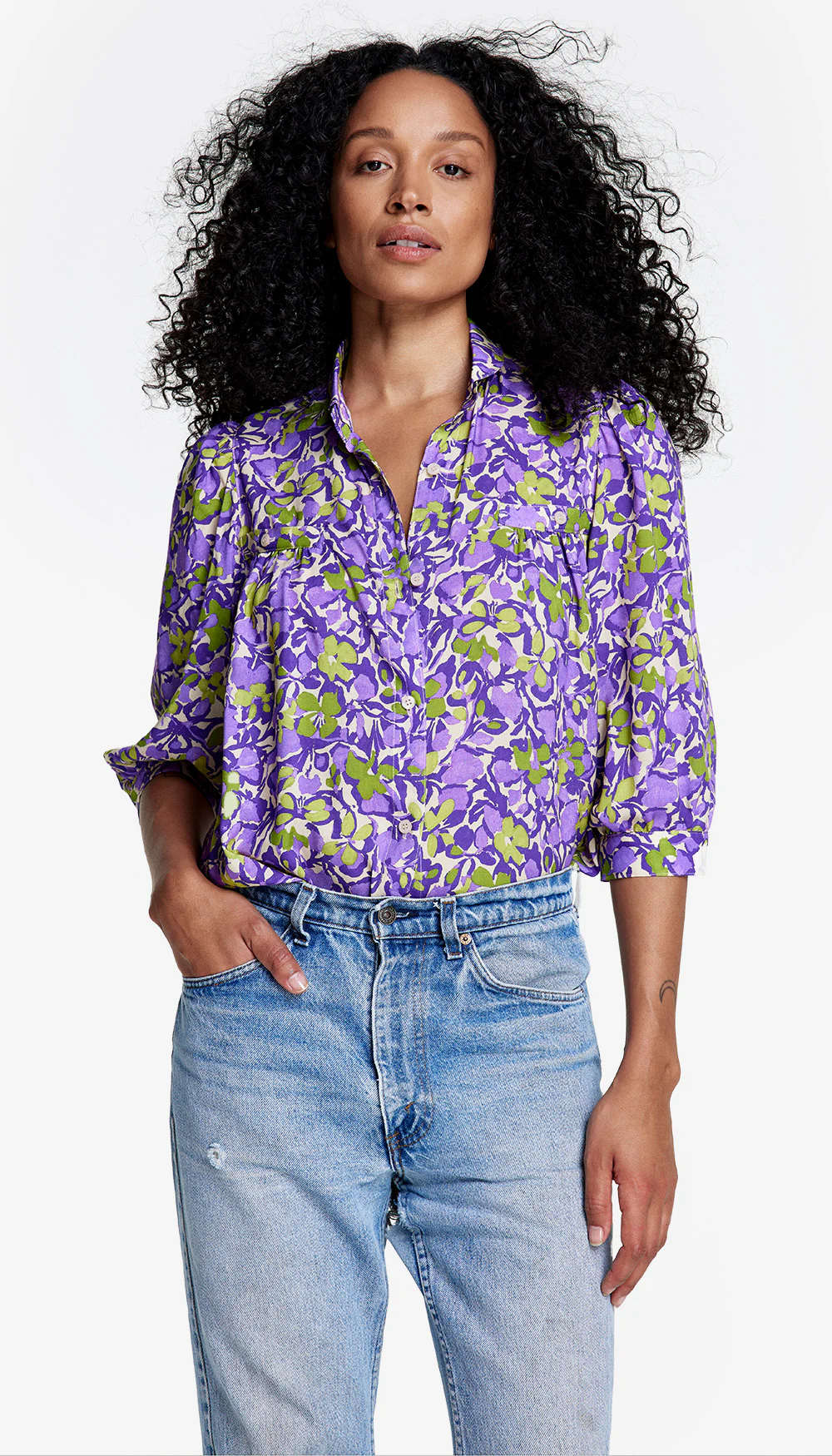 Shirred Pocket Blouse